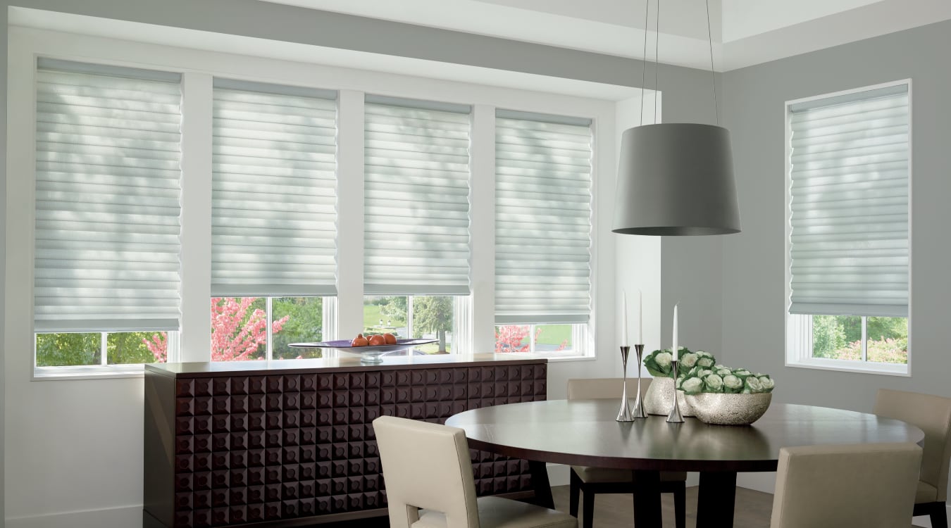 Cordless motorized shades in a Virginia Beach dining room